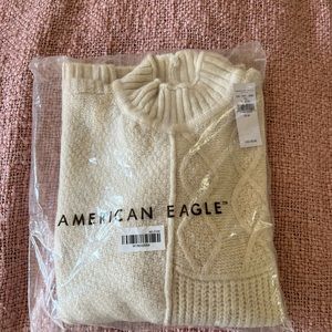 NWT American Eagle Cream Patchwork Sweater